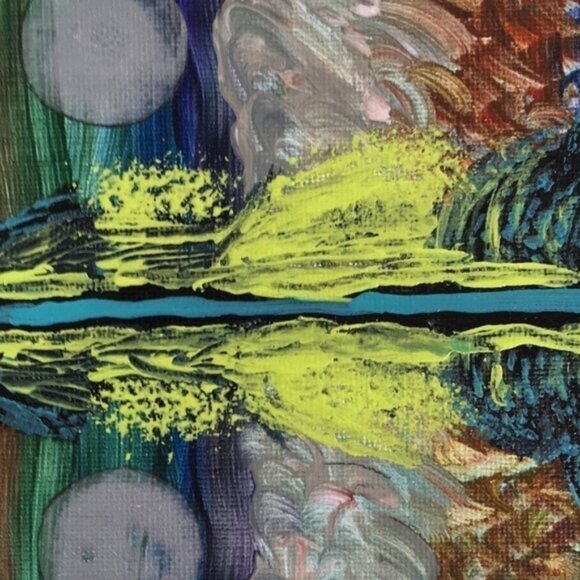 𝅺ORIGINAL Painting Colorful Abstract Landscape Small Panel - Picture 4 of 7